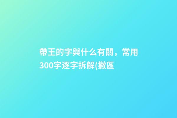 帶王的字與什么有關，常用300字逐字拆解(撇區-第1張-觀點-玄機派