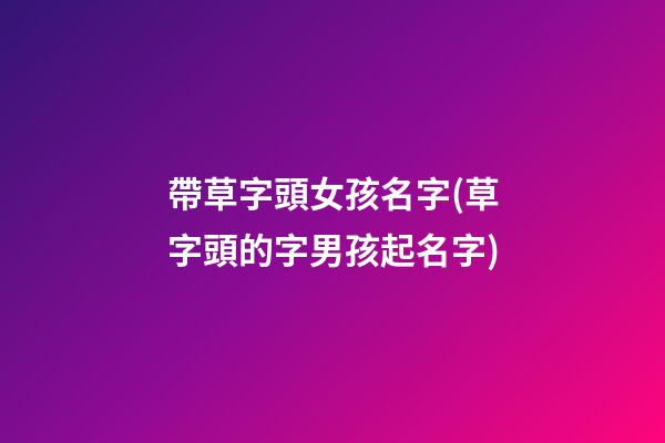 帶草字頭女孩名字(草字頭的字男孩起名字)