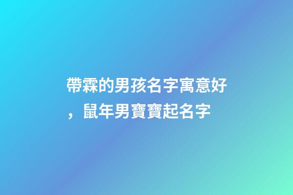 帶霖的男孩名字寓意好，鼠年男寶寶起名字-第1張-觀點-玄機派