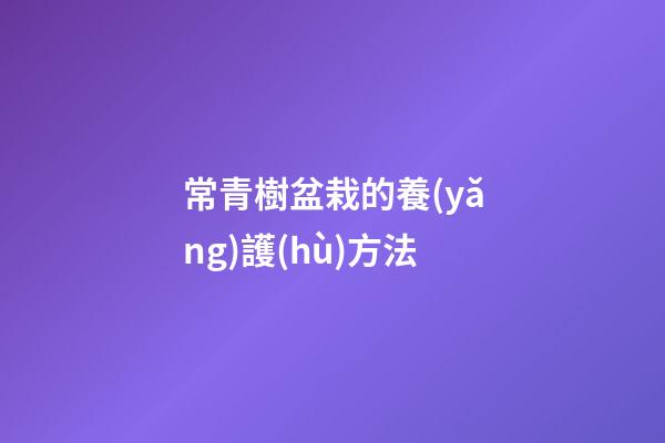 常青樹盆栽的養(yǎng)護(hù)方法