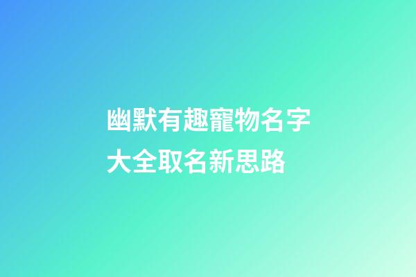幽默有趣寵物名字大全取名新思路
