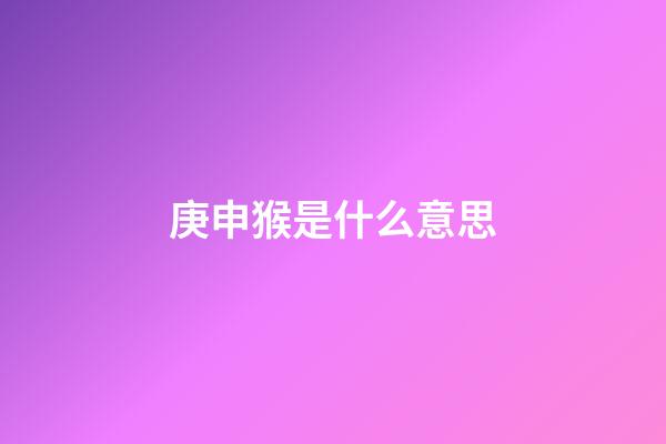 庚申猴是什么意思