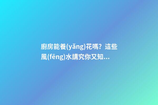 廚房能養(yǎng)花嗎？這些風(fēng)水講究你又知道嗎