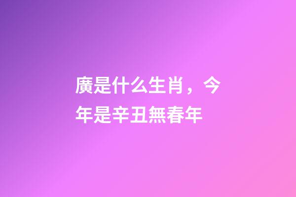 廣是什么生肖，今年是辛丑無春年-第1張-觀點-玄機派