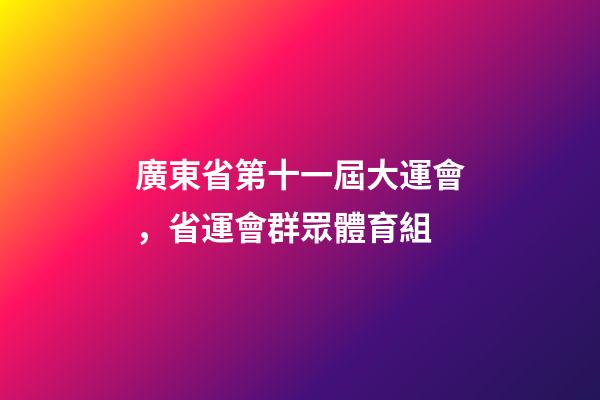 廣東省第十一屆大運會，省運會群眾體育組-第1張-觀點-玄機派