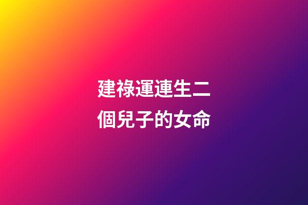 建祿運連生二個兒子的女命