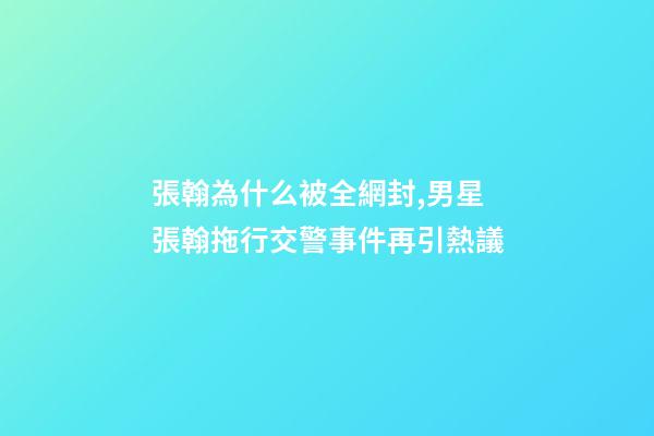 張翰為什么被全網封,男星張翰拖行交警事件再引熱議-第1張-觀點-玄機派