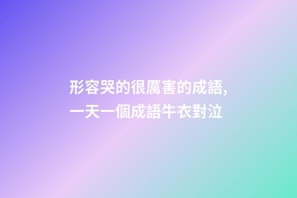 形容哭的很厲害的成語,一天一個成語牛衣對泣-第1張-觀點-玄機派