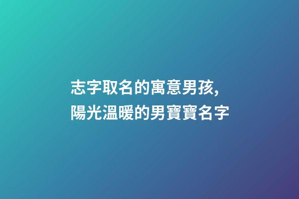 志字取名的寓意男孩,陽光溫暖的男寶寶名字-第1張-觀點(diǎn)-玄機(jī)派