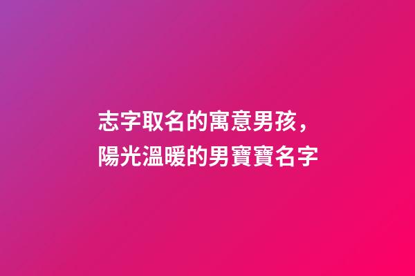 志字取名的寓意男孩，陽光溫暖的男寶寶名字-第1張-觀點(diǎn)-玄機(jī)派