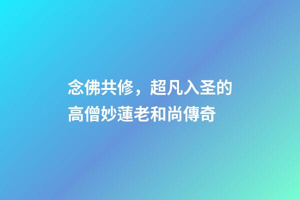 念佛共修，超凡入圣的高僧妙蓮老和尚傳奇-第1張-觀點-玄機派