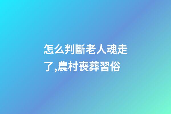 怎么判斷老人魂走了,農村喪葬習俗-第1張-觀點-玄機派