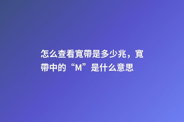 怎么查看寬帶是多少兆，寬帶中的“M(兆)”是什么意思-第1張-觀點-玄機派