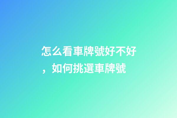 怎么看車牌號好不好，如何挑選車牌號