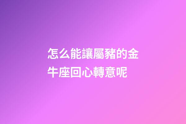 怎么能讓屬豬的金牛座回心轉意呢-第1張-星座運勢-玄機派