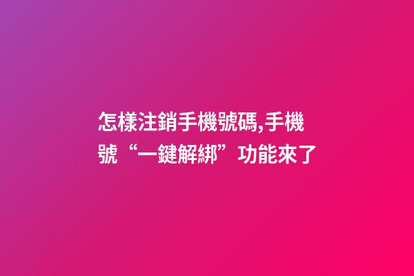 怎樣注銷手機號碼,手機號“一鍵解綁”功能來了-第1張-觀點-玄機派