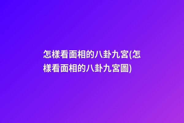 怎樣看面相的八卦九宮(怎樣看面相的八卦九宮圖)