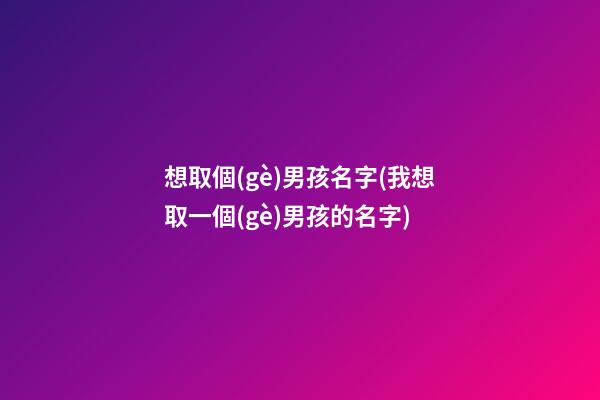 想取個(gè)男孩名字(我想取一個(gè)男孩的名字)