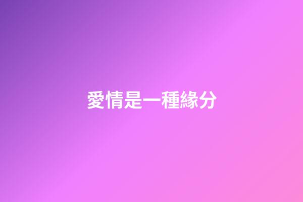 愛情是一種緣分