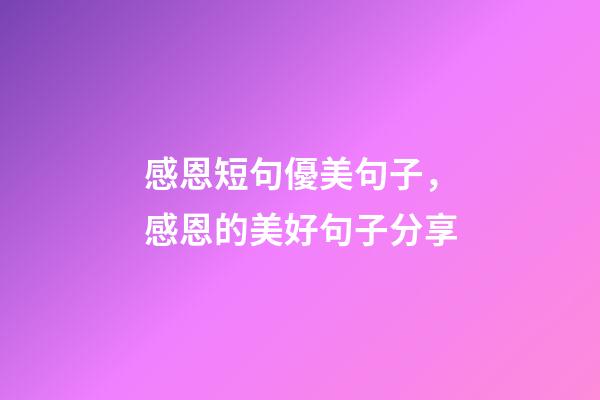 感恩短句優美句子，感恩的美好句子分享-第1張-觀點-玄機派
