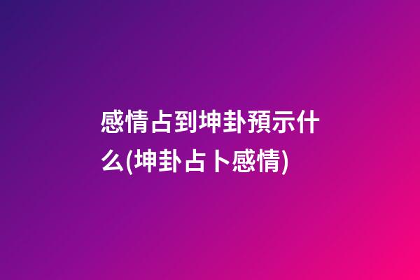 感情占到坤卦預示什么(坤卦占卜感情)