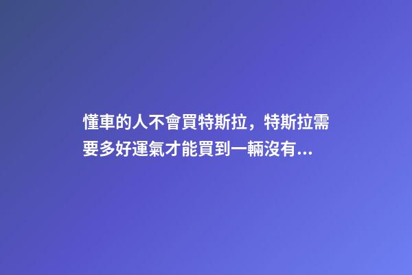 懂車的人不會買特斯拉，特斯拉需要多好運氣才能買到一輛沒有問題-第1張-觀點-玄機派
