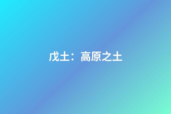 戊土：高原之土