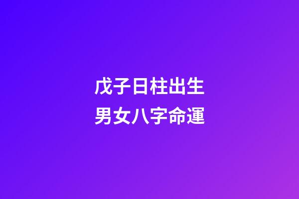 戊子日柱出生男女八字命運