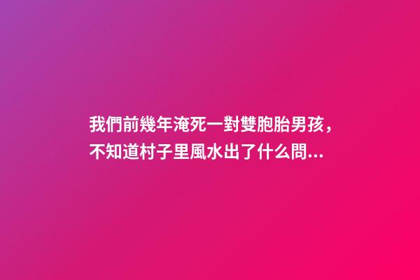 我們前幾年淹死一對雙胞胎男孩，不知道村子里風水出了什么問題導(dǎo)