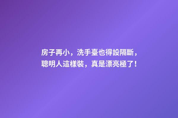 房子再小，洗手臺也得設隔斷，聰明人這樣裝，真是漂亮極了！