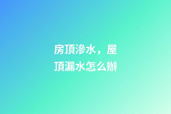 房頂滲水，屋頂漏水怎么辦-第1張-觀點-玄機派