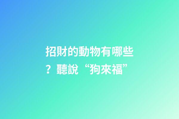 招財的動物有哪些？聽說“狗來福”