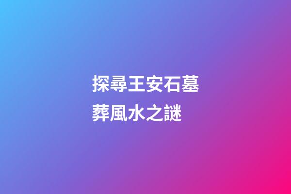探尋王安石墓葬風水之謎
