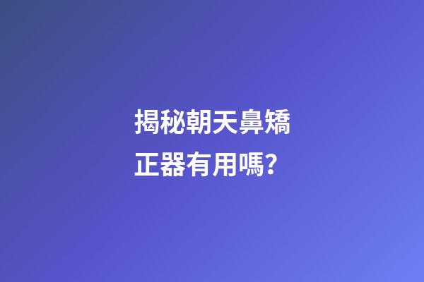 揭秘朝天鼻矯正器有用嗎？