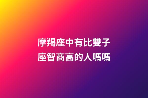 摩羯座中有比雙子座智商高的人嗎嗎-第1張-星座運勢-玄機派