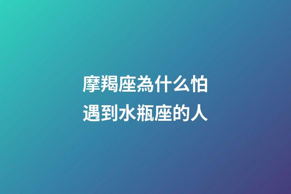 摩羯座為什么怕遇到水瓶座的人-第1張-星座運勢-玄機派