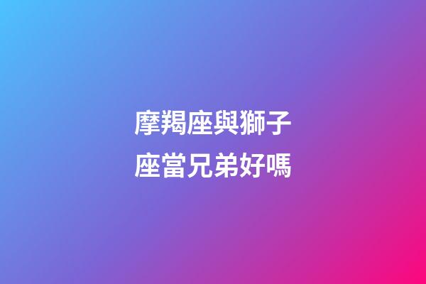 摩羯座與獅子座當兄弟好嗎-第1張-星座運勢-玄機派