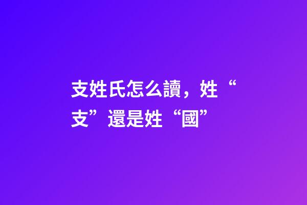 支姓氏怎么讀，姓“支”還是姓“國”-第1張-觀點-玄機派