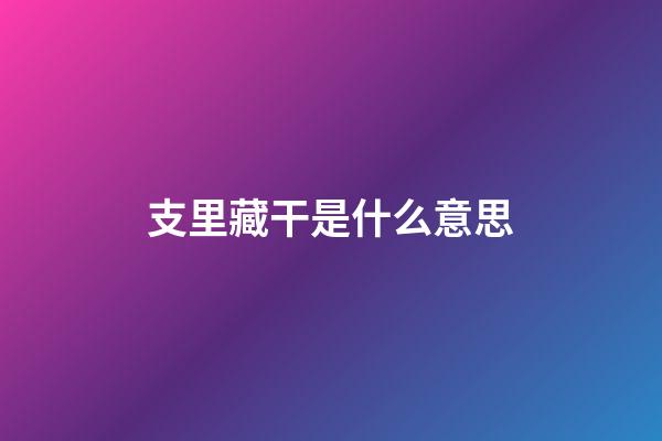 支里藏干是什么意思