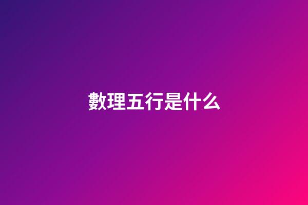 數理五行是什么
