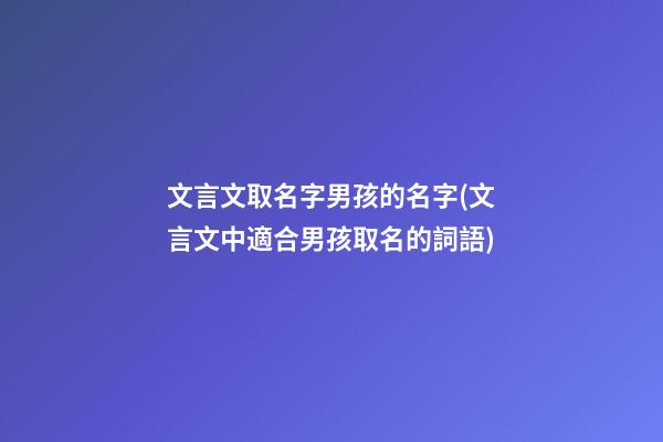 文言文取名字男孩的名字(文言文中適合男孩取名的詞語)