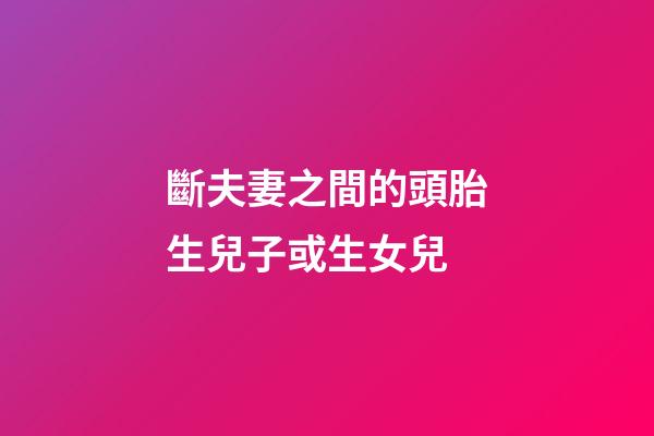 斷夫妻之間的頭胎生兒子或生女兒