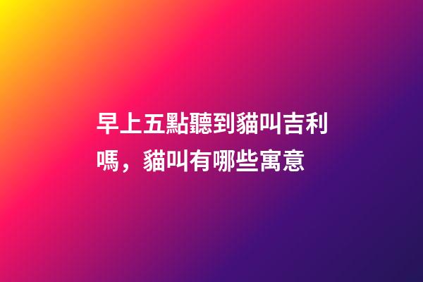 早上五點聽到貓叫吉利嗎，貓叫有哪些寓意
