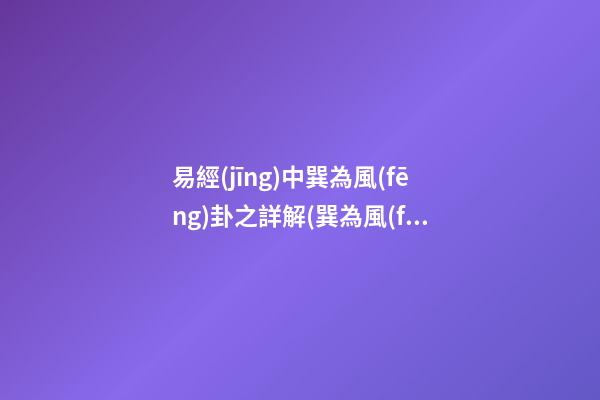 易經(jīng)中巽為風(fēng)卦之詳解(巽為風(fēng)卦詳解卜易居)