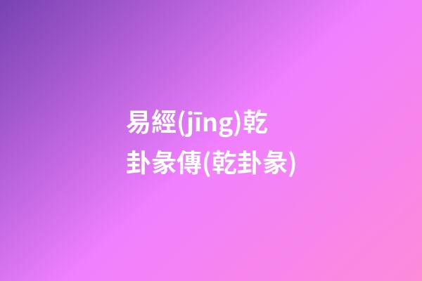 易經(jīng)乾卦彖傳(乾卦彖)