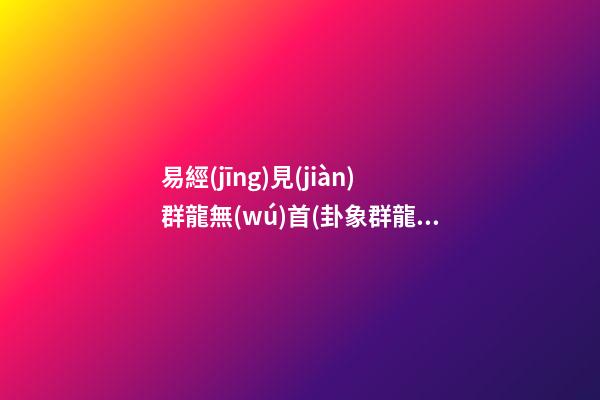 易經(jīng)見(jiàn)群龍無(wú)首(卦象群龍無(wú)首)