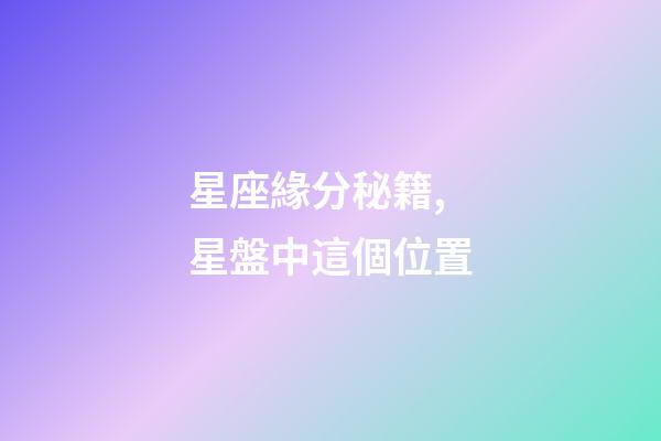 星座緣分秘籍,星盤中這個位置-第1張-觀點-玄機派