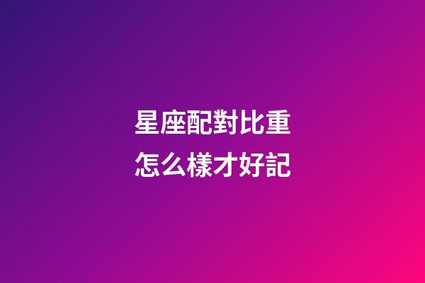 星座配對比重怎么樣才好記