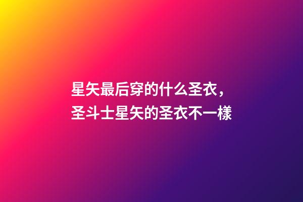 星矢最后穿的什么圣衣，圣斗士星矢的圣衣不一樣-第1張-觀點-玄機派