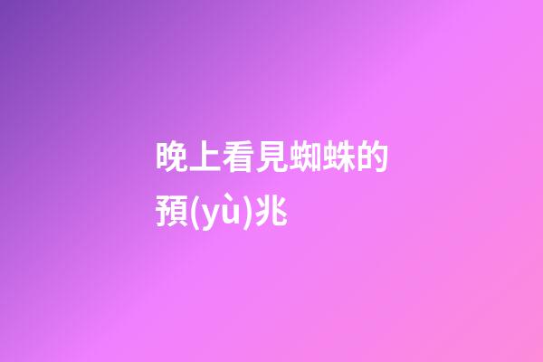 晚上看見蜘蛛的預(yù)兆